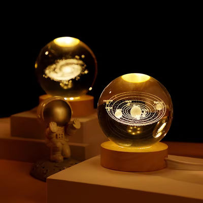 ลูกแก้วไม้ USB ไฟ LED ลูกแก้วรูปปั้น งานฝีมือ เที่ยงบ้านตกแต่ง