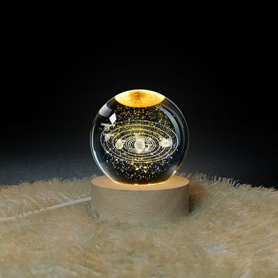 3D Crystal Ball Night Light Globe Table Lamp With Wooden Base Moon Lamp ของขวัญวันเกิดเด็ก นิยายบ้าน