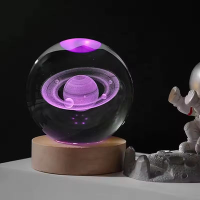 3D Crystal Ball Night Light Globe Table Lamp With Wooden Base Moon Lamp ของขวัญวันเกิดเด็ก นิยายบ้าน