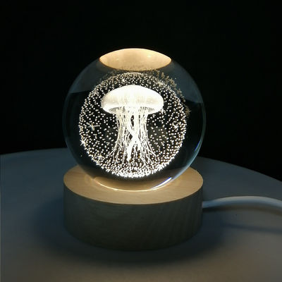 OEM ลูกกระบอกคริสตัลไม้ USB ไฟ LED ลูกกระบอกคริสตัล รูปปั้น งานฝีมือยืนตกแต่งบ้าน