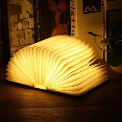 แสงหนังสืออ่านรูปแบบ Custom พกพา LED แสงหนังสือพับ แสงหนังสือด้วย USB ชาร์จ หลังคาไม้ ไฟกลางคืน