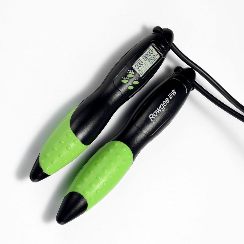 ฟิตเนสกระโดดเชือก การออกกําลังกายทั้งร่างกายด้วย JP-100 สีเขียวหลายฟังก์ชันนับกระโดดเชือก